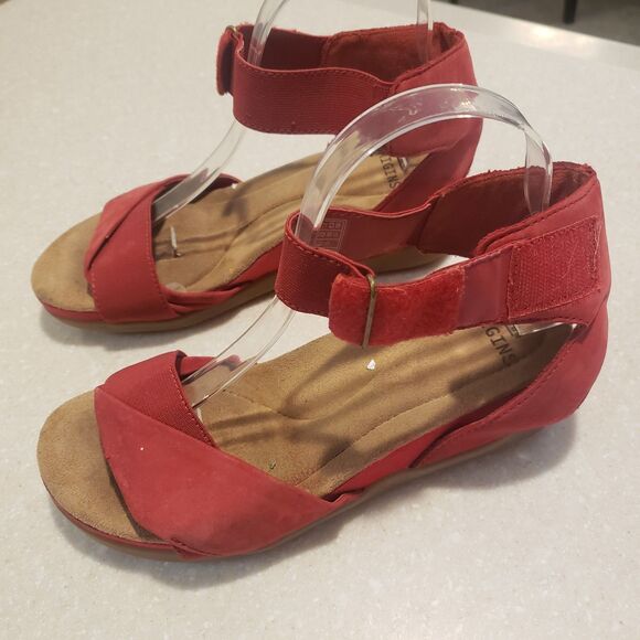 Earth Origins Cadence Carolina Sandal Womens 6.5 Leather Ankle Wrap Boho Red - Picture 5 of 8